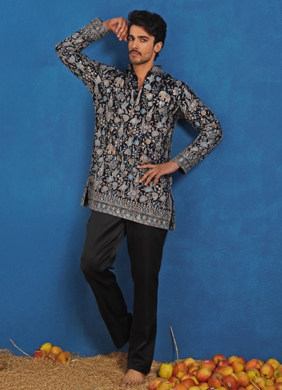 Deep Blue Georgette Short Kurta Set Kalpraag - Fabilicious Fashion