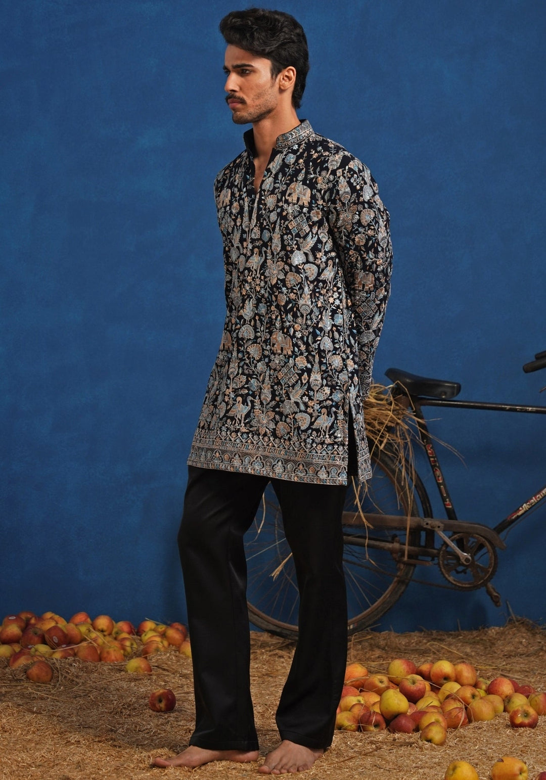 Deep Blue Georgette Short Kurta Set Kalpraag - Fabilicious Fashion