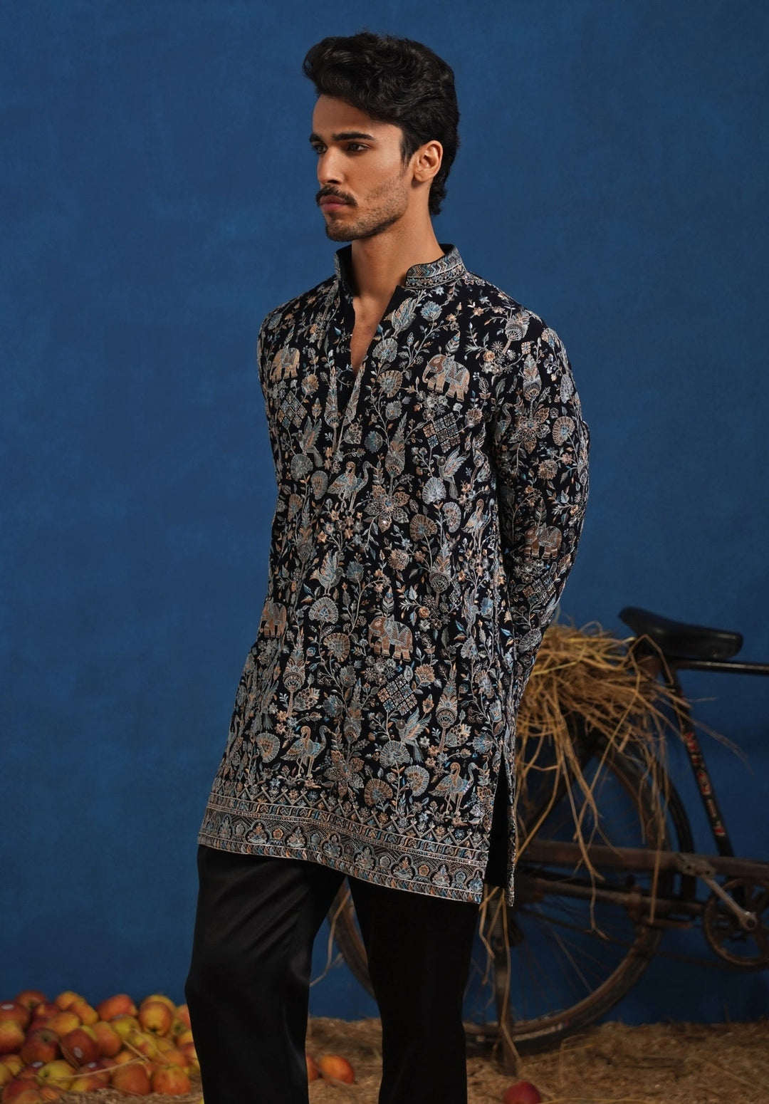 Deep Blue Georgette Short Kurta Set Kalpraag - Fabilicious Fashion