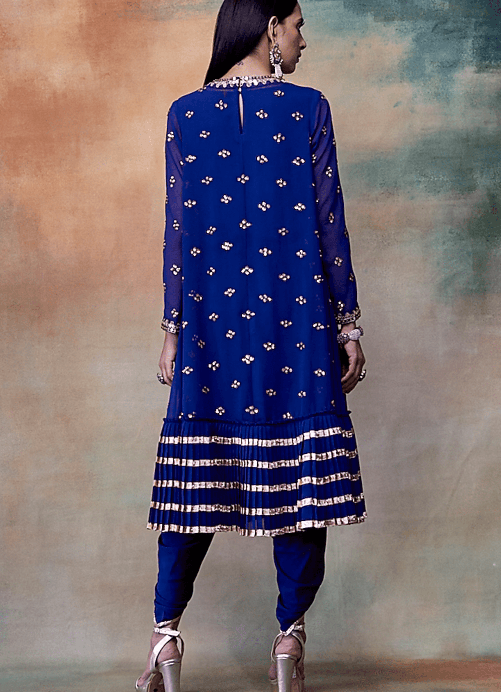 Deep Blue High Low Kurta Set Vvani by Vani Vats - Fabilicious Fashion