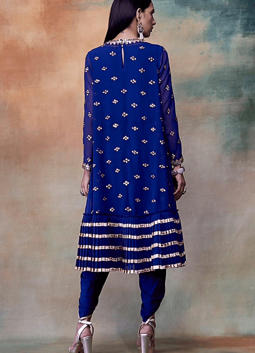 Deep Blue High Low Kurta Set Vvani by Vani Vats - Fabilicious Fashion
