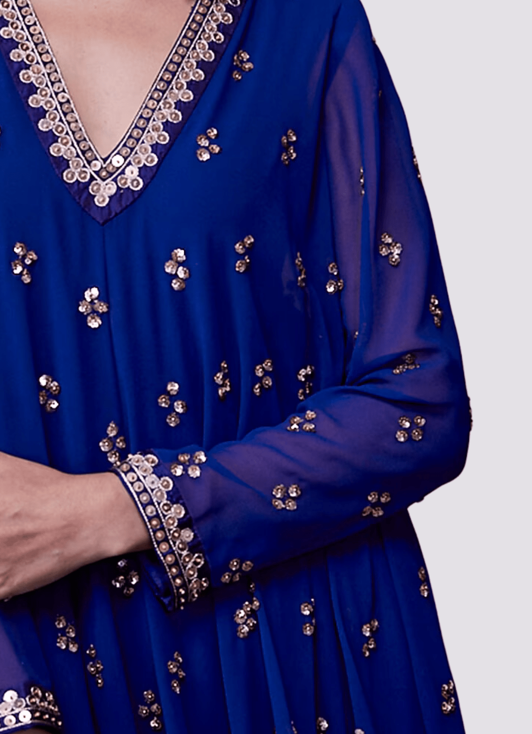 Deep Blue High Low Kurta Set Vvani by Vani Vats - Fabilicious Fashion