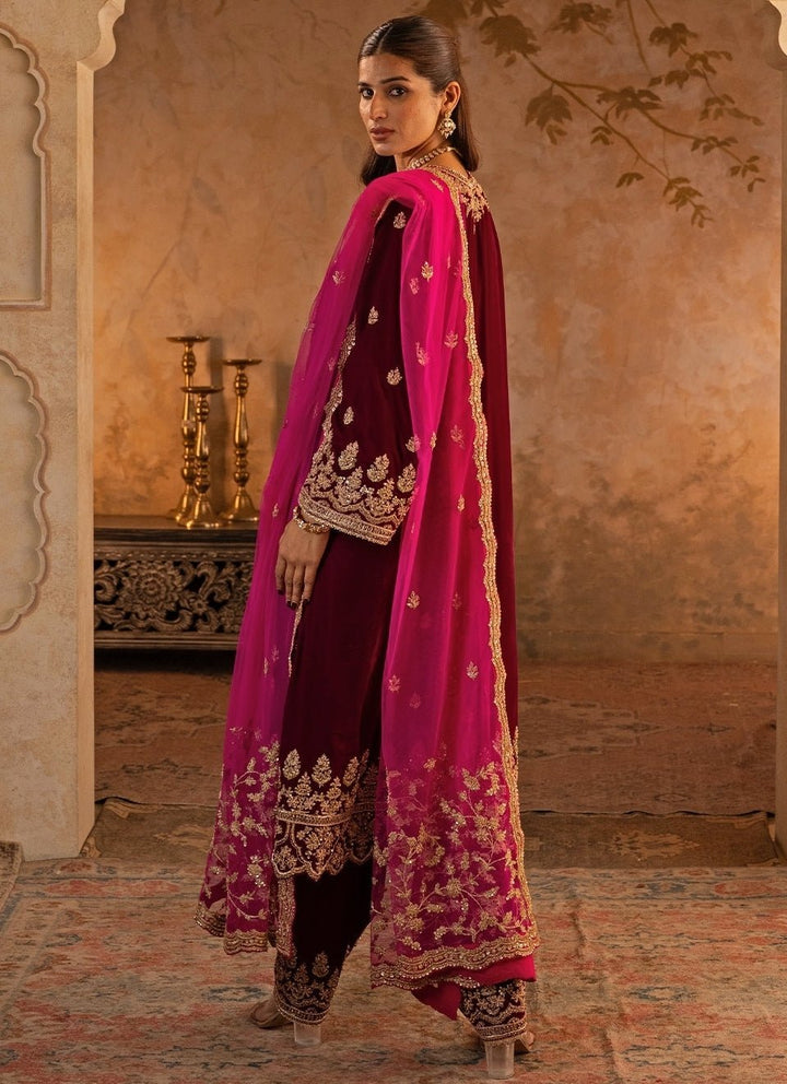 Angad Singh Deep Crimson Red Velvet Kurta Pants SetFabilicious Fashion
