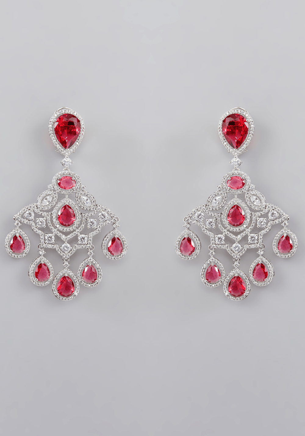 Deep Pink Faux Diamond Danglers Zevar by Geeta - Fabilicious Fashion