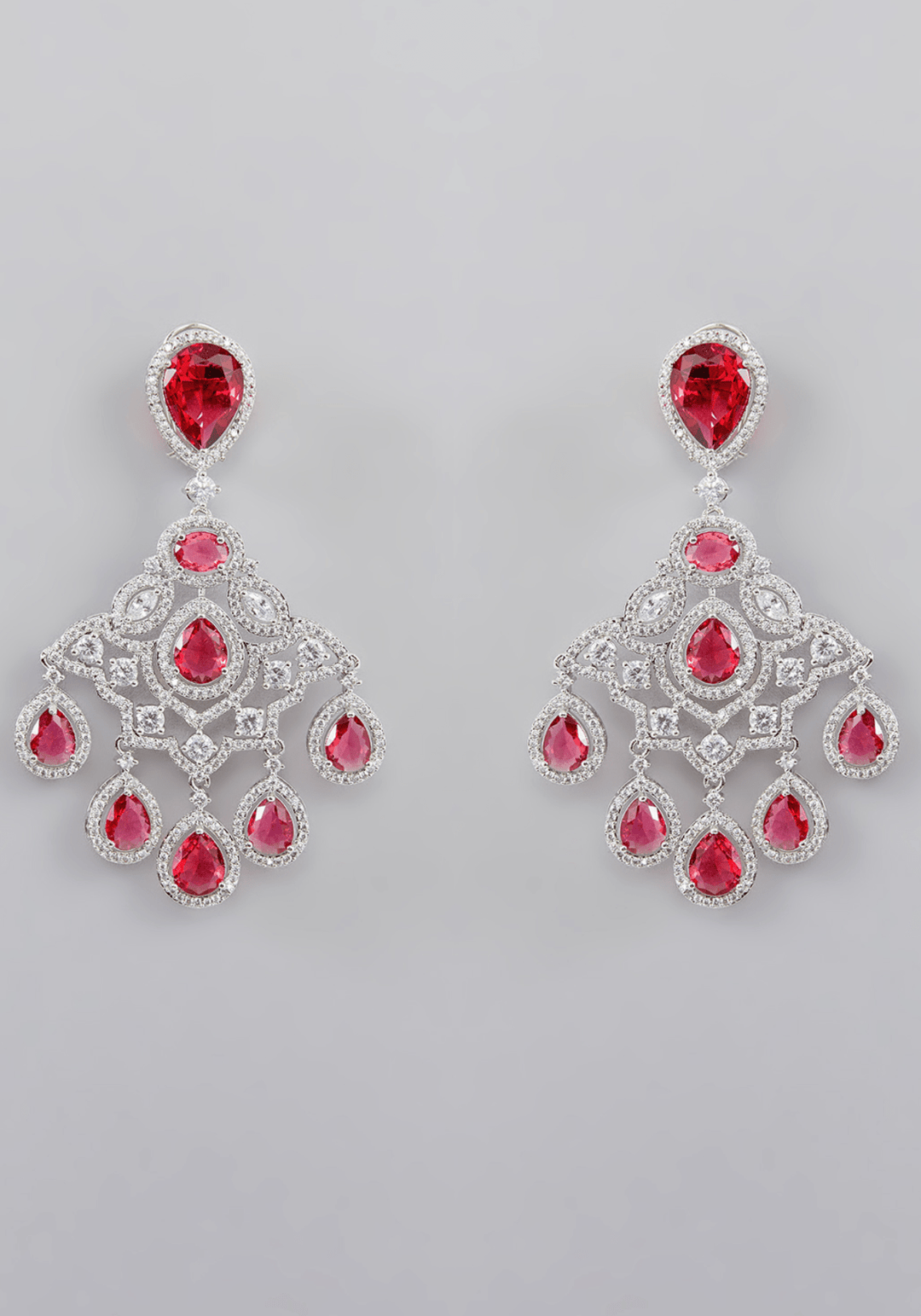 Deep Pink Faux Diamond Danglers Zevar by Geeta - Fabilicious Fashion