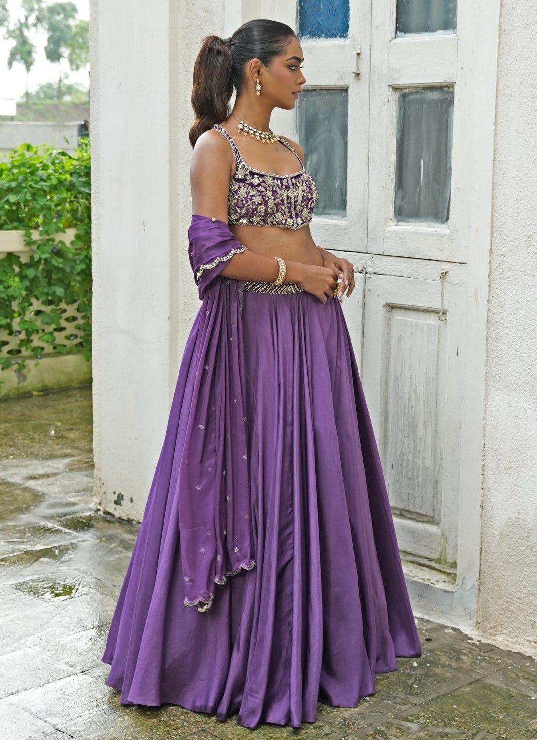 Deep Purple Silk Lehenga Set Enamour by Radha - Fabilicious Fashion