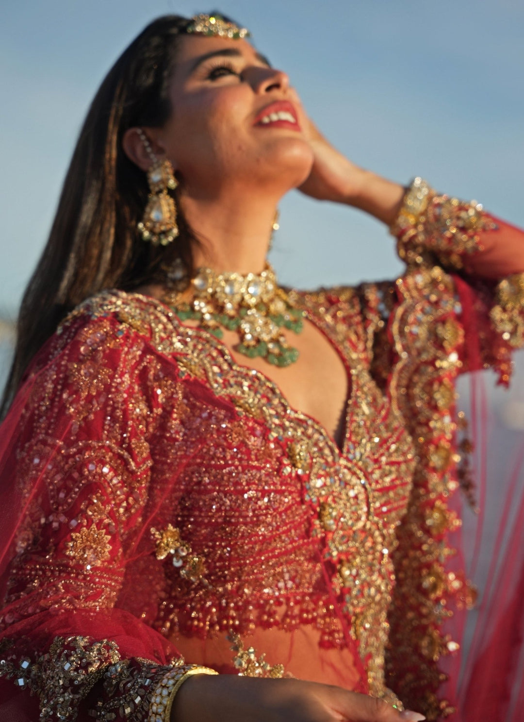 Nitika Gujral Deep Red Raw Silk Bridal Lehenga SetFabilicious Fashion