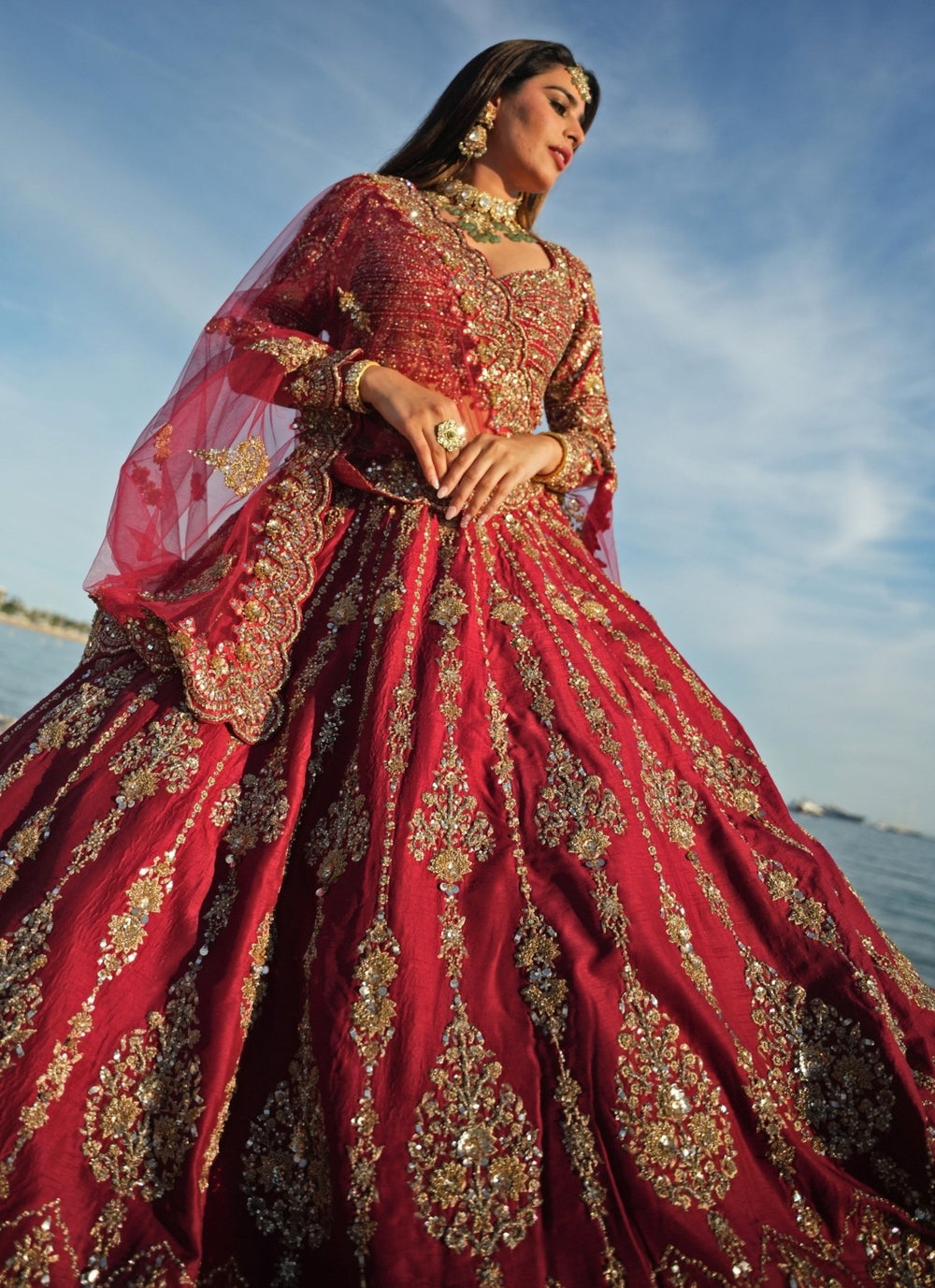 Nitika Gujral Deep Red Raw Silk Bridal Lehenga SetFabilicious Fashion