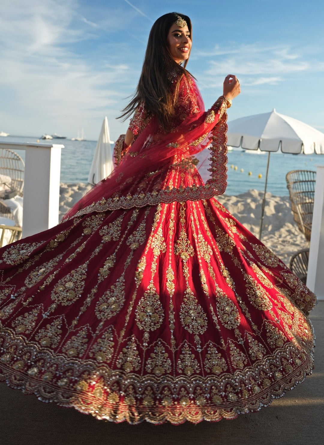 Nitika Gujral Deep Red Raw Silk Bridal Lehenga SetFabilicious Fashion
