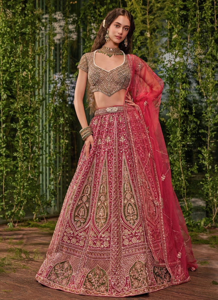 Jigar and Nikita Deep Red Silk Bridal Lehenga SetFabilicious Fashion