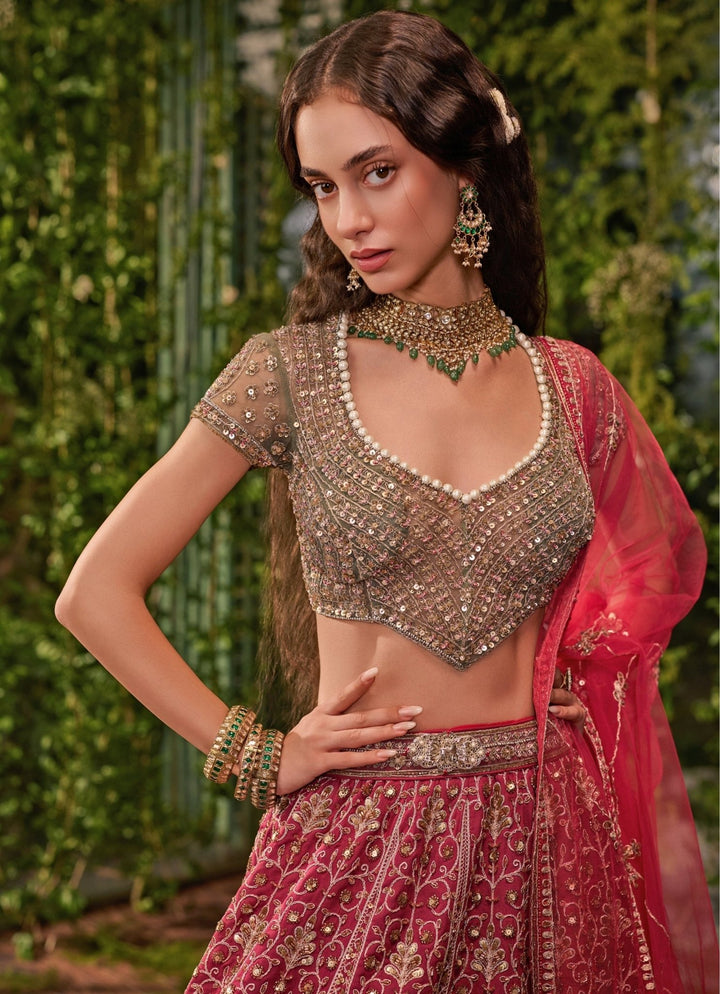 Jigar and Nikita Deep Red Silk Bridal Lehenga SetFabilicious Fashion