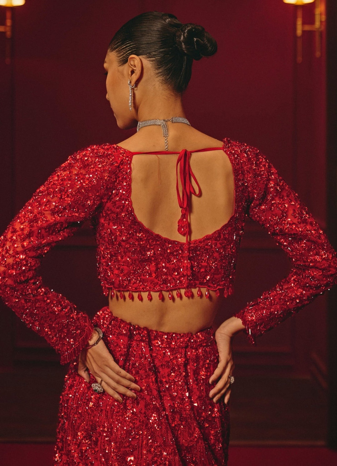 Deep Red Soft Net Mermaid Lehenga Angad Singh - Fabilicious Fashion