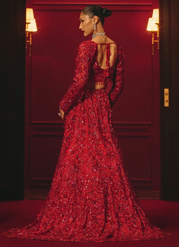 Deep Red Soft Net Mermaid Lehenga Angad Singh - Fabilicious Fashion