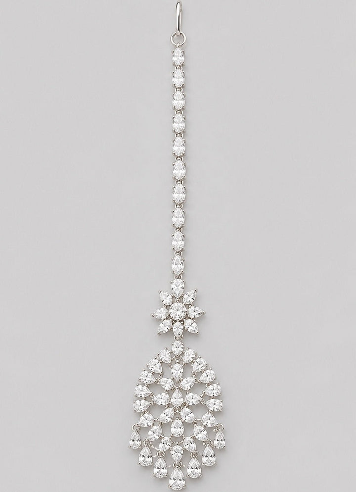 Zevar by Geeta Diamond Studded White Finish MaangtikkaFabilicious Fashion
