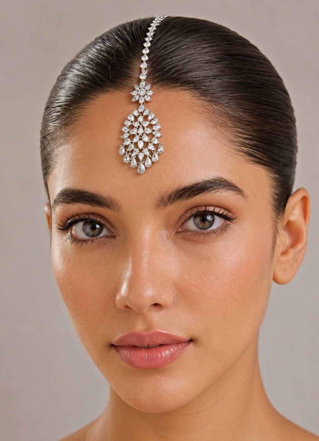 Zevar by Geeta Diamond Studded White Finish MaangtikkaFabilicious Fashion