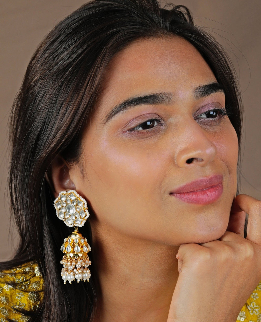 Double Layered Floral Bridal Necklace Set Riana by Shikha Jindal - Fabilicious Fashion