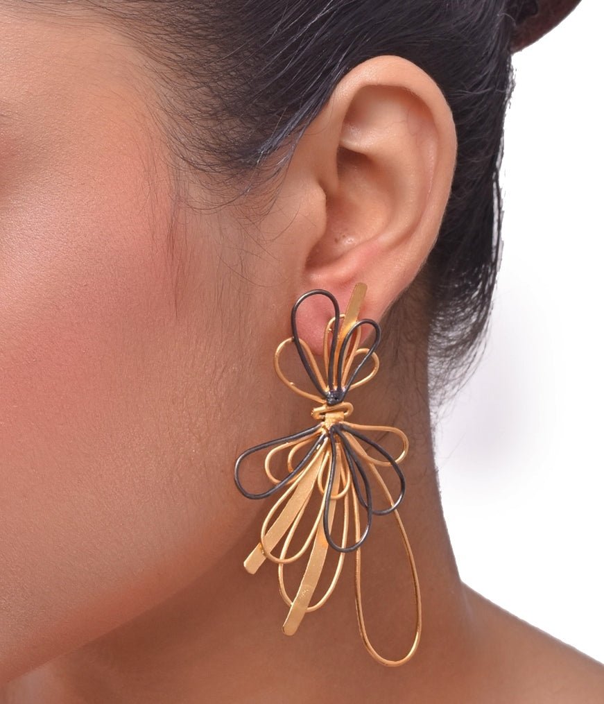 Dual Colour Drop Down Earrings Zaza By Somya - Fabilicious Fashion