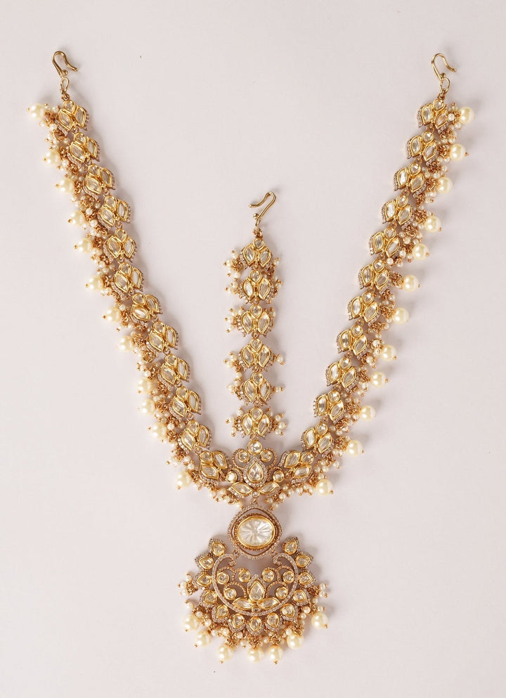Dual Tone Finish Kundan And Pearl Polki Matha Patti Zevar by Geeta - Fabilicious Fashion