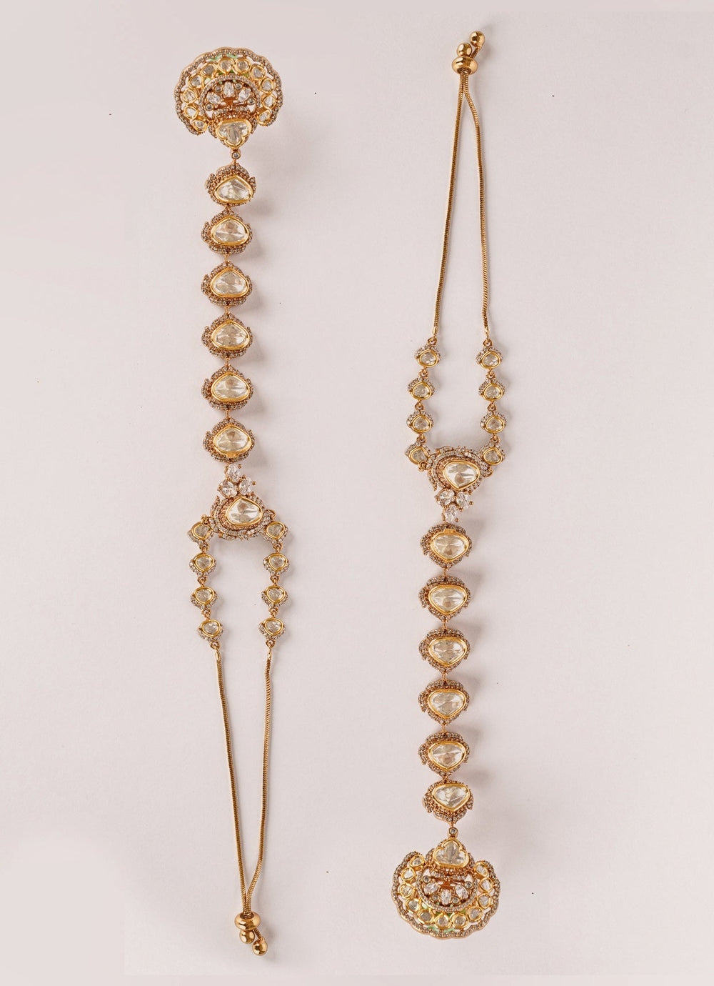 Dual Tone Finish Kundan Polki Hathphool Zevar by Geeta - Fabilicious Fashion