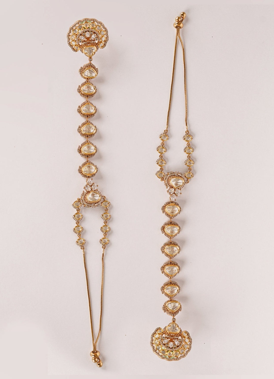 Dual Tone Finish Kundan Polki Hathphool Zevar by Geeta - Fabilicious Fashion