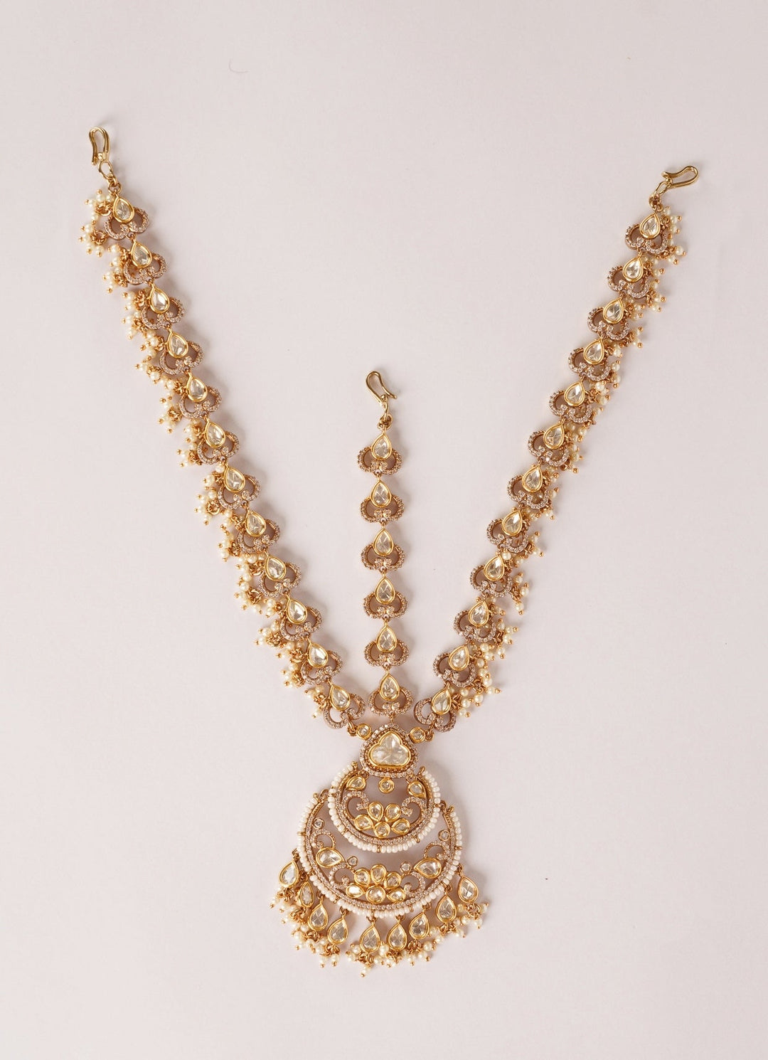 Dual Tone Finish Kundan Polki Mathapatti Zevar by Geeta - Fabilicious Fashion
