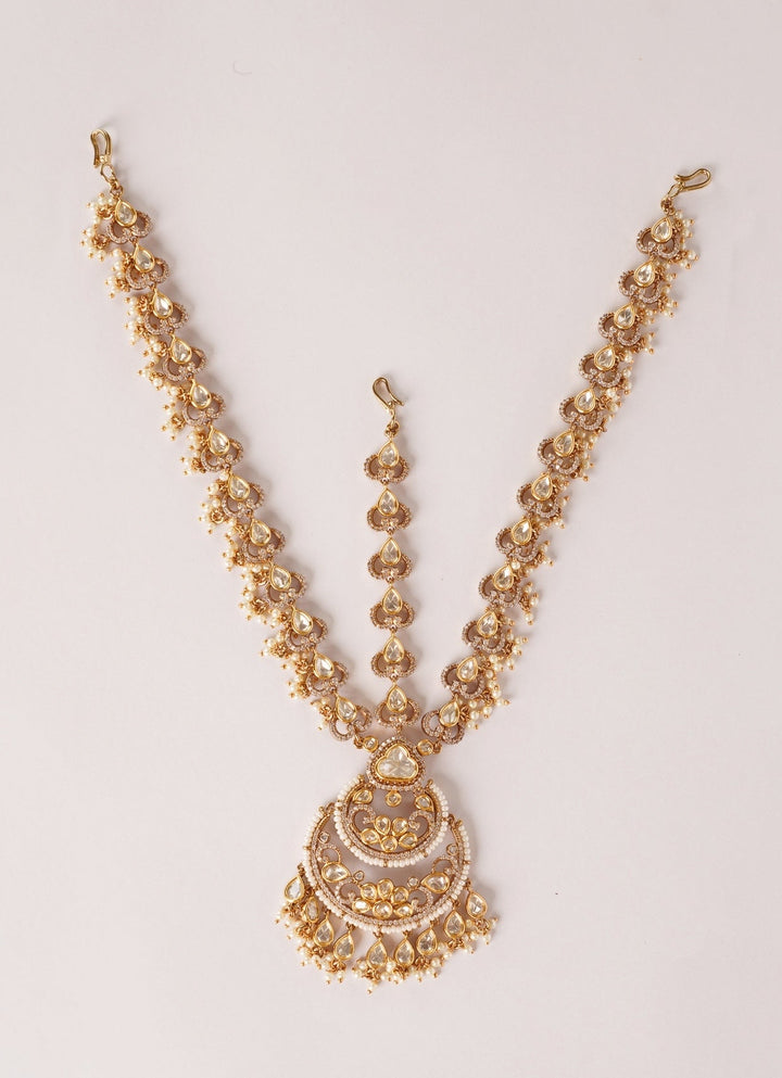 Dual Tone Finish Kundan Polki Mathapatti Zevar by Geeta - Fabilicious Fashion