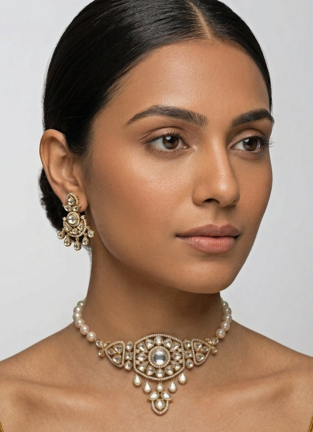 Zevar by Geeta Dual Tone Finish Polki Choker SetFabilicious Fashion