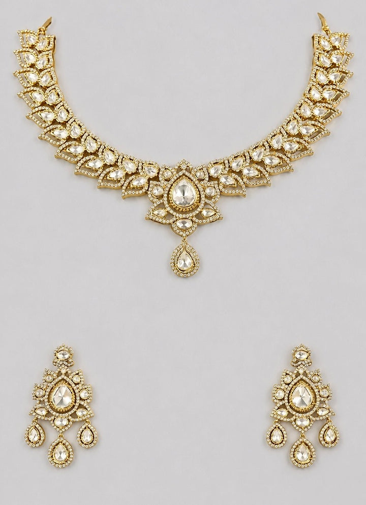 Zevar by Geeta Dual Tone Finish Polki Necklace SetFabilicious Fashion
