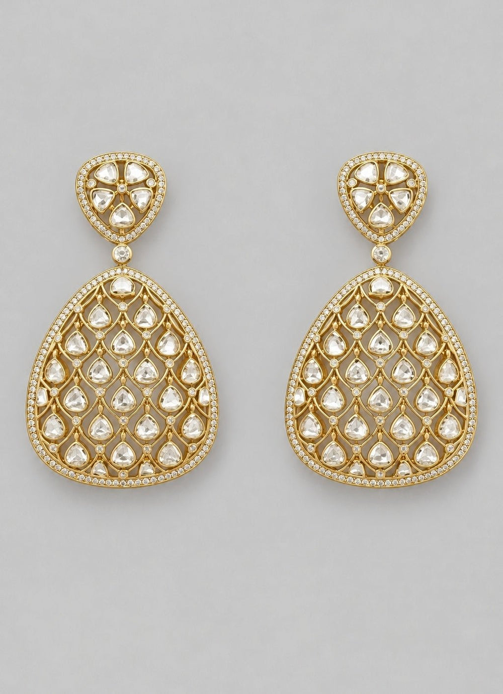 Zevar by Geeta Dual Tone Kundan And Polki Dangler EarringsFabilicious Fashion