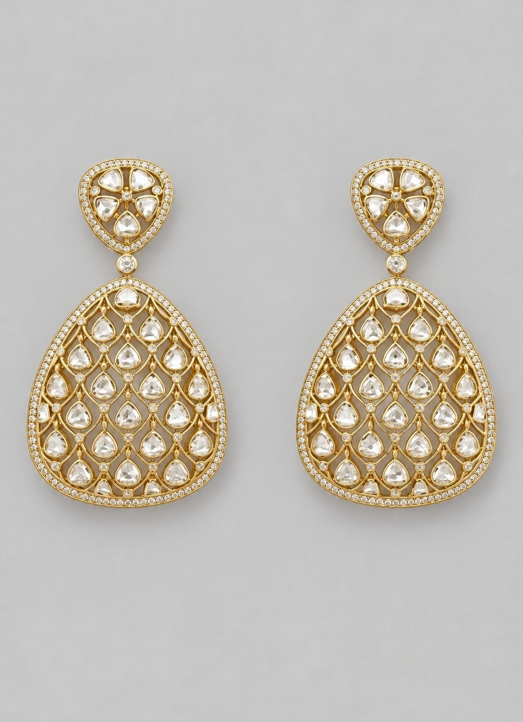Zevar by Geeta Dual Tone Kundan And Polki Dangler EarringsFabilicious Fashion