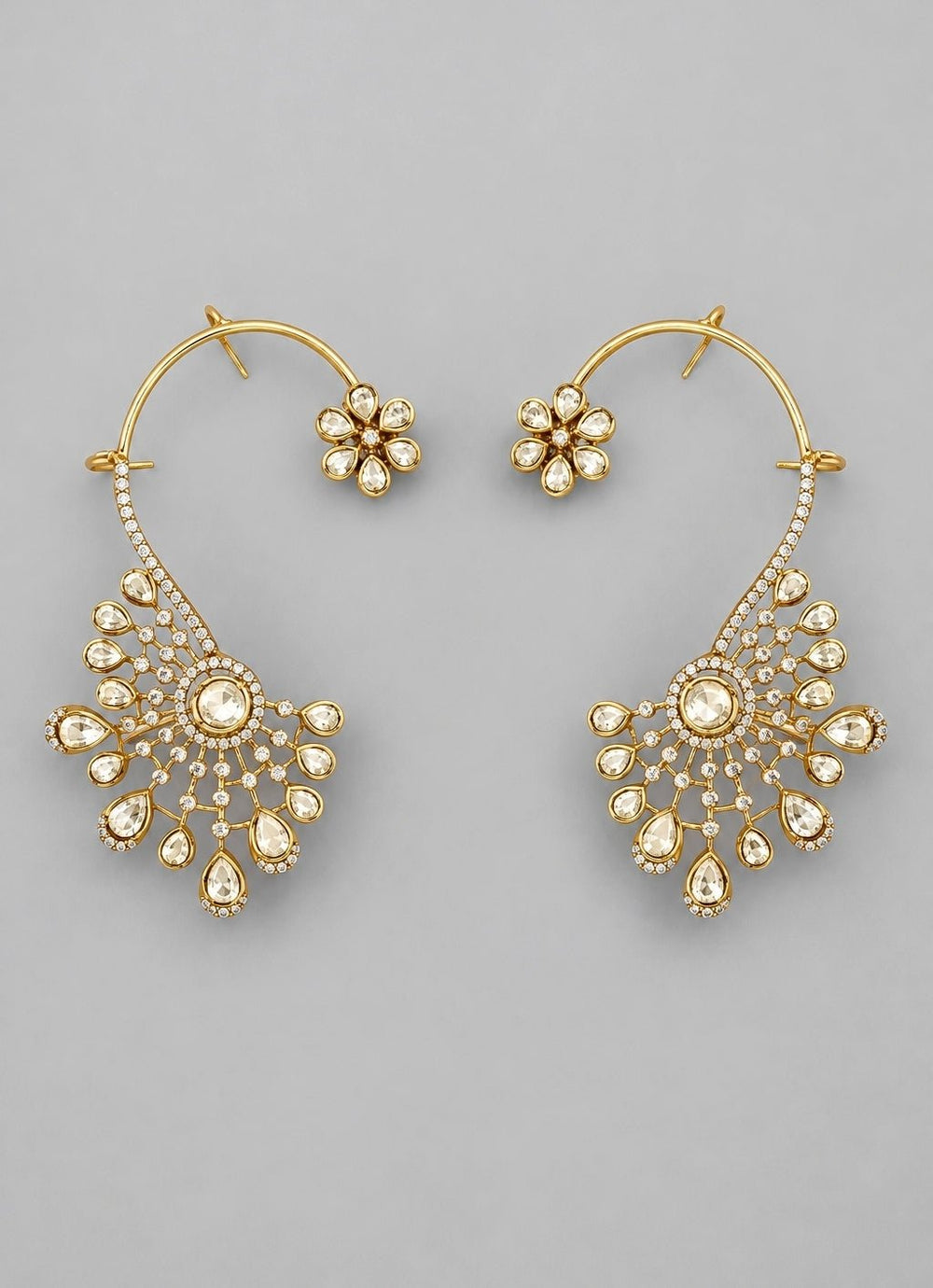 Zevar by Geeta Dual Tone Kundan And Polki EarcuffsFabilicious Fashion