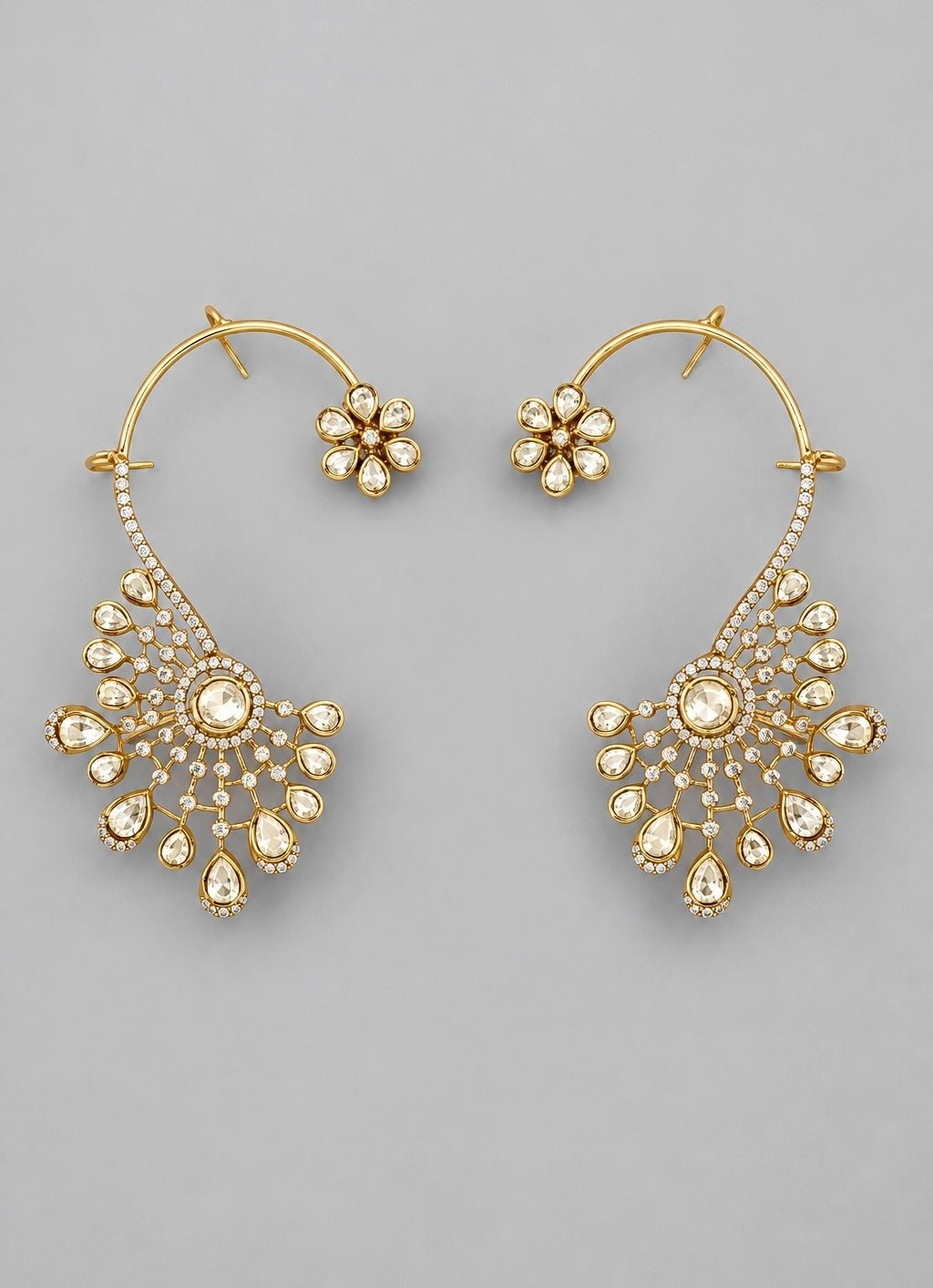 Zevar by Geeta Dual Tone Kundan And Polki EarcuffsFabilicious Fashion
