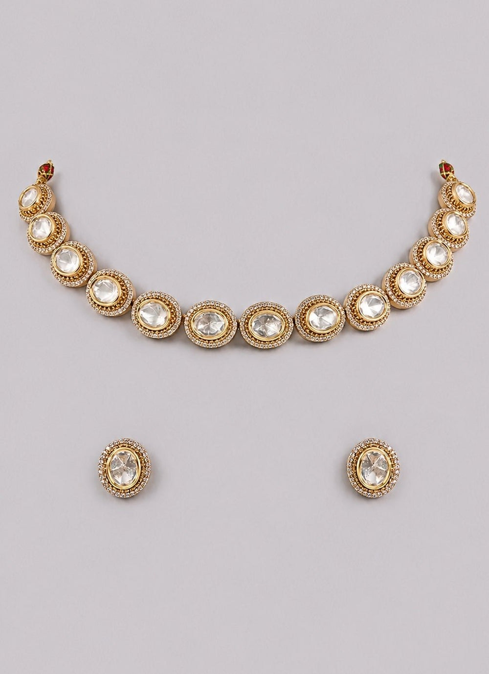 Zevar by Geeta Dual Tone Kundan And Polki Necklace SetFabilicious Fashion