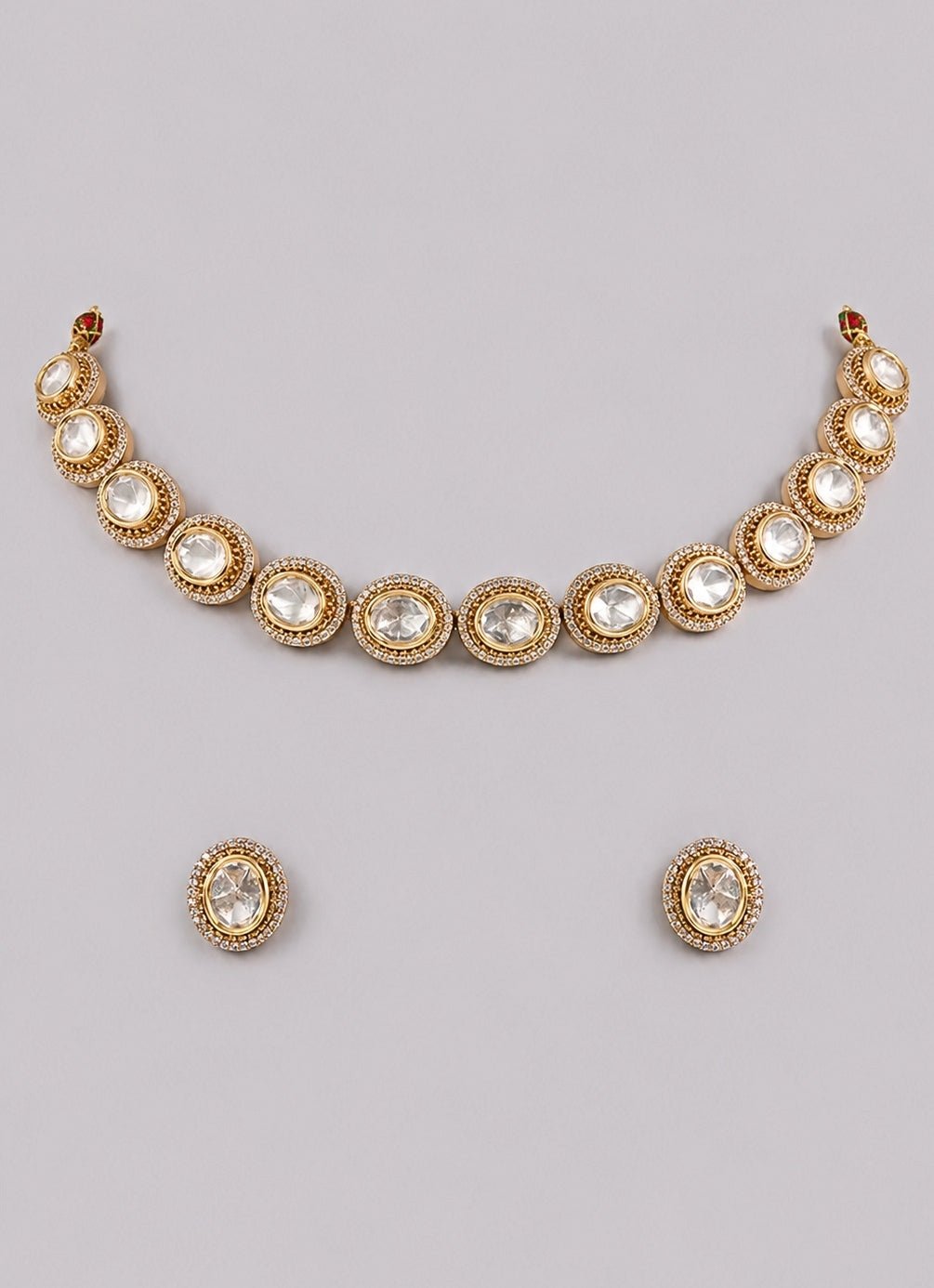 Zevar by Geeta Dual Tone Kundan And Polki Necklace SetFabilicious Fashion