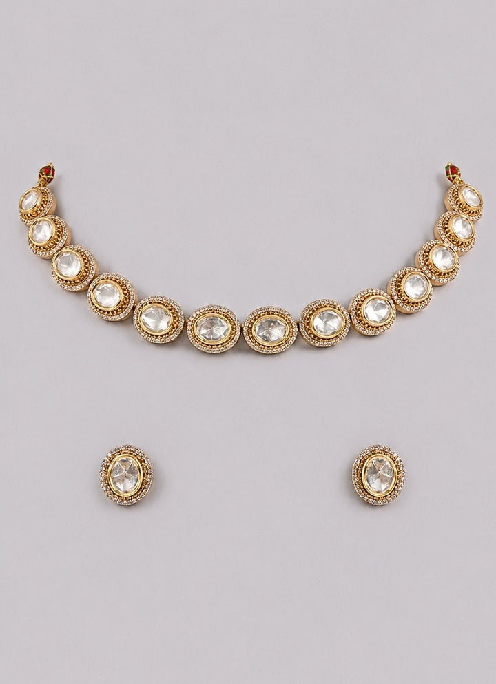 Zevar by Geeta Dual Tone Kundan And Polki Necklace SetFabilicious Fashion