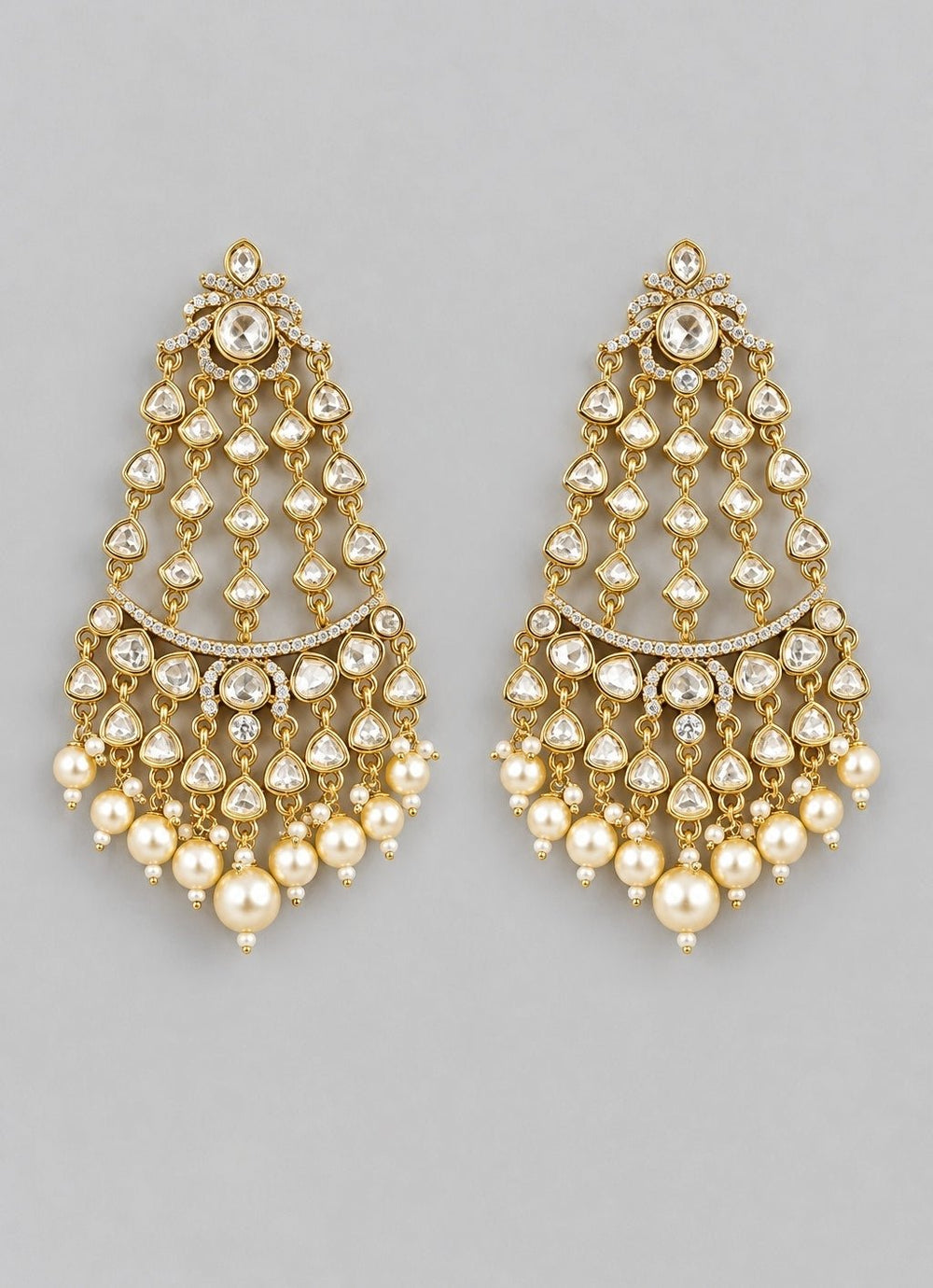 Zevar by Geeta Dual Tone Kundan Polki Dangler EarringsFabilicious Fashion