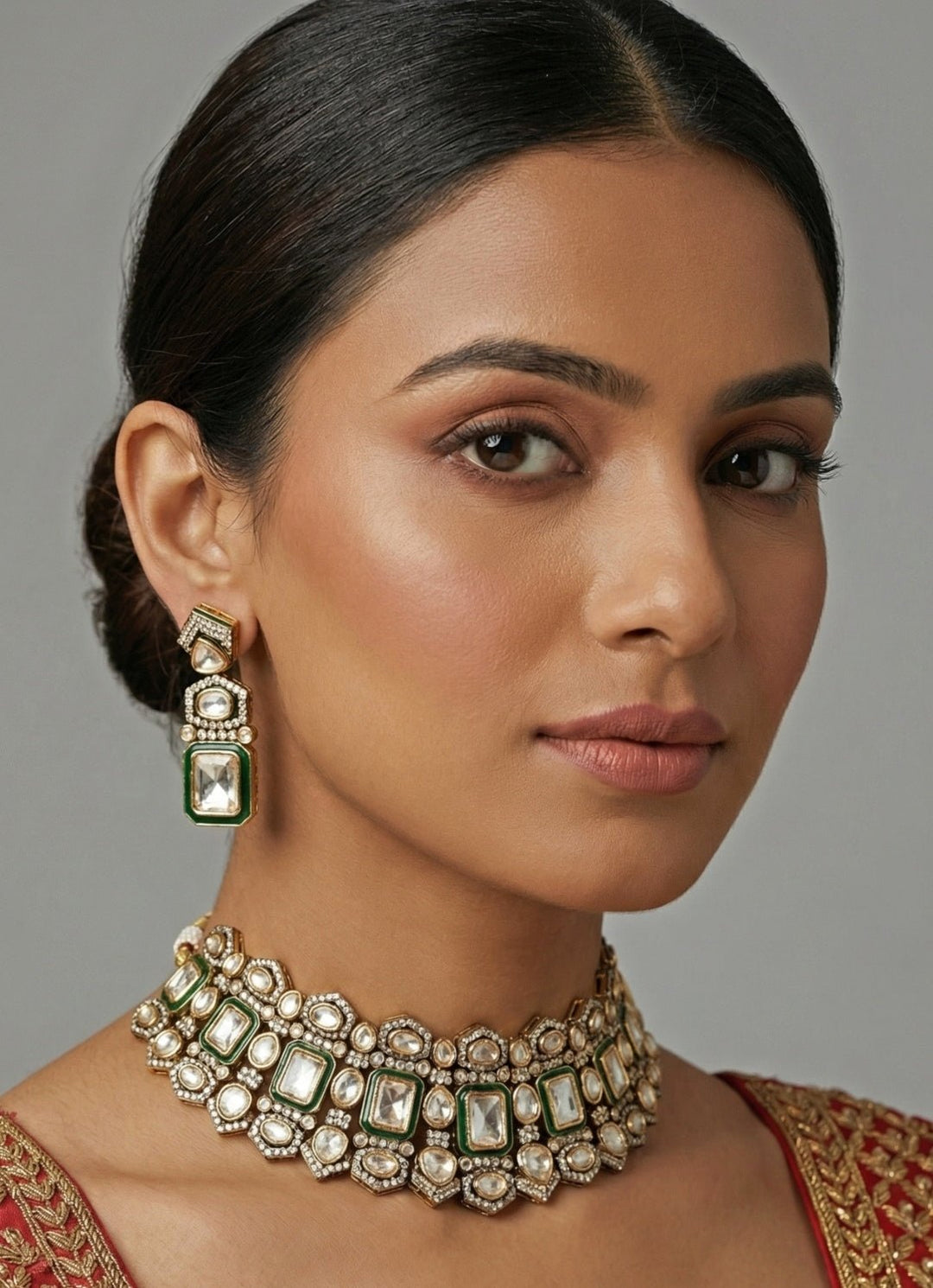 Zevar by Geeta Dual Tone Kundan Polki Necklace SetFabilicious Fashion