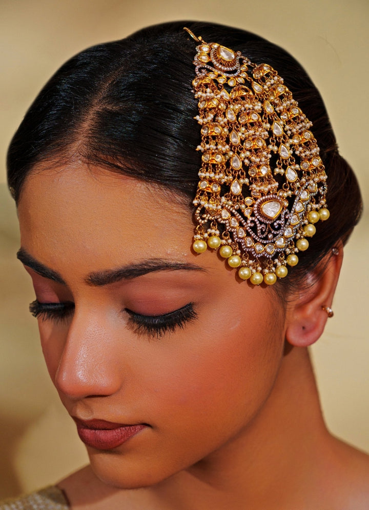 Dual Tone Kundan Polki Studded Bridal Passa Zevar by Geeta - Fabilicious Fashion