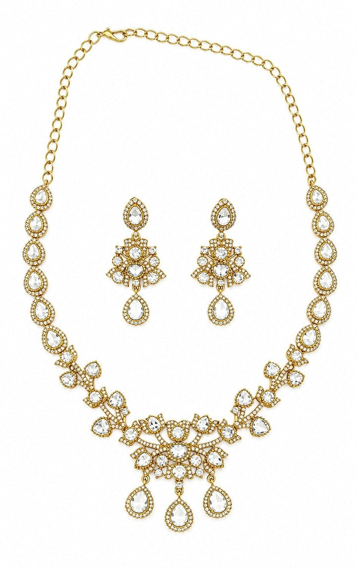 Zevar by Geeta Dual Tone Petite Polki Necklace SetFabilicious Fashion