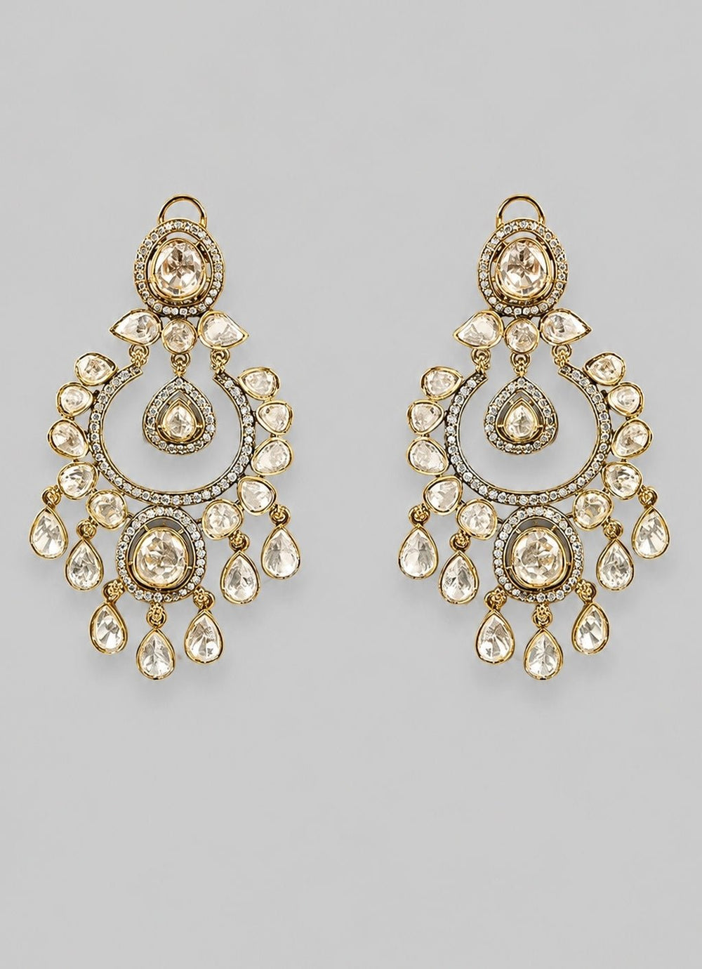 Zevar by Geeta Dual Tone Polki ChandbaaliFabilicious Fashion