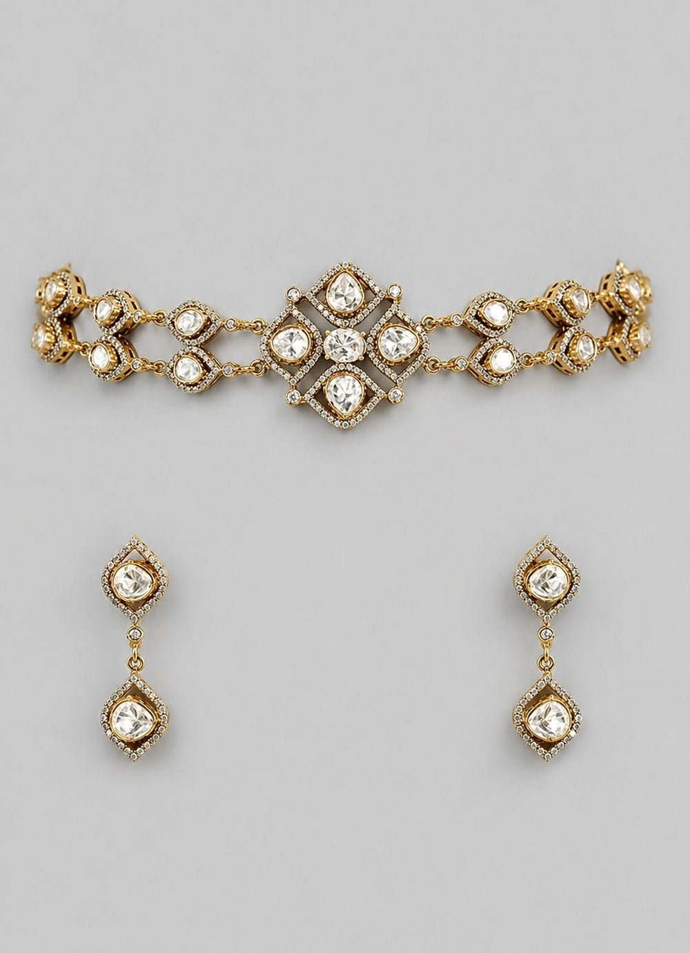 Zevar by Geeta Dual Tone Polki Choker SetFabilicious Fashion