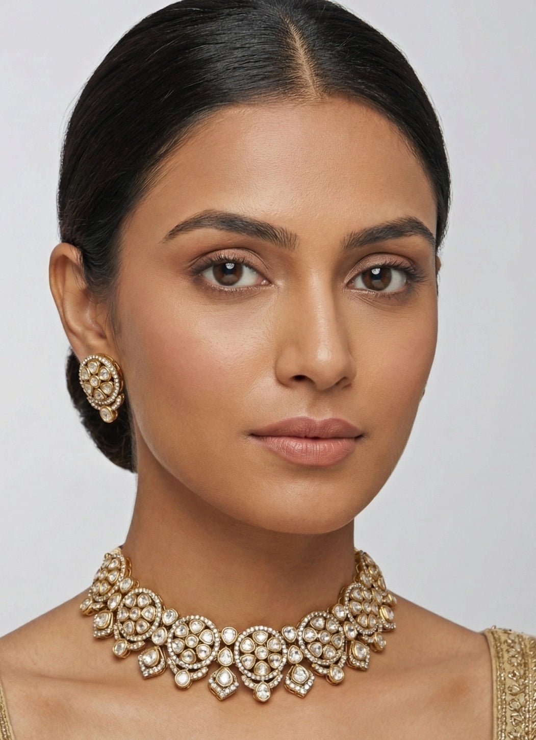 Zevar by Geeta Dual Tone Polki Necklace SetFabilicious Fashion