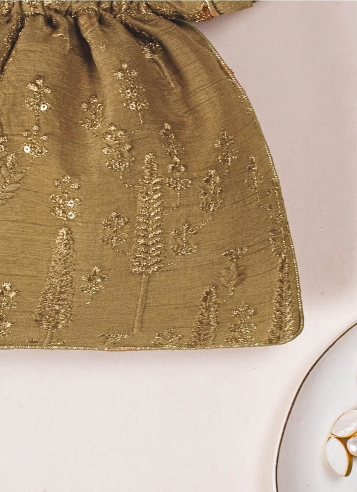 Dull Gold Embroidered Potli AMYRA - Fabilicious Fashion