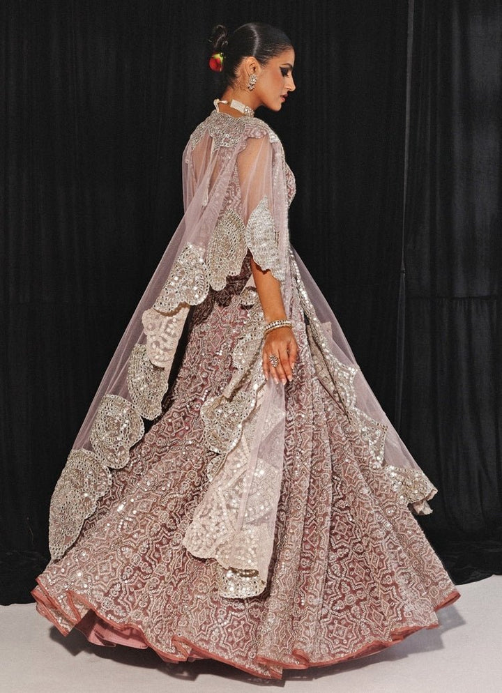 Dusky Pink Mirrorwork And Beadwork Lehenga Set With Cape Twenty Nine - Fabilicious Fashion