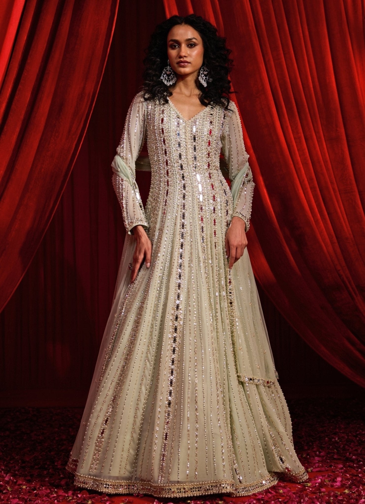 dusty green anarkali for modest nikaah guest outfit