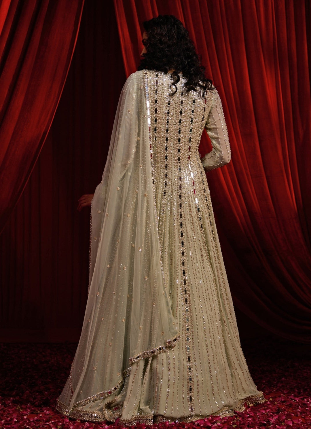 Nidhika Shekhar Dusty Green Georgette AnarkaliFabilicious Fashion