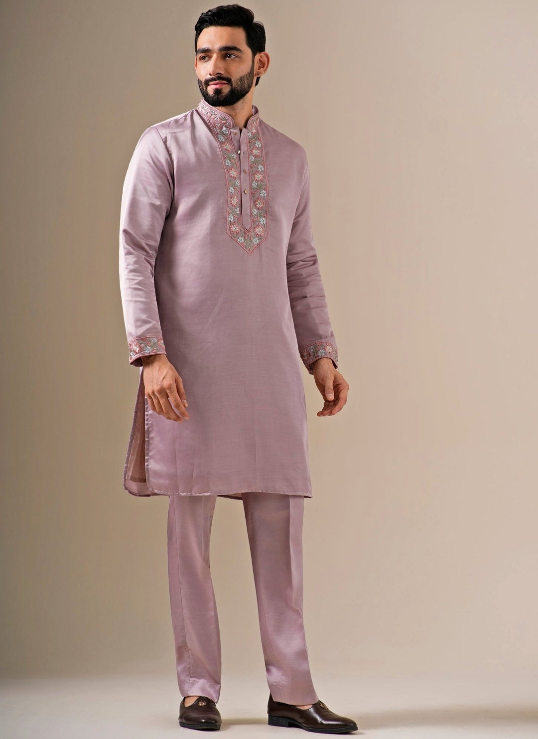 Darzi House Dusty Lavender Silk Blend Kurta Pants SetFabilicious Fashion