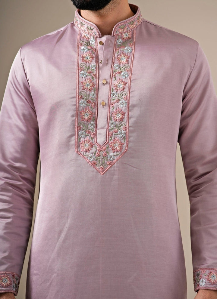 Darzi House Dusty Lavender Silk Blend Kurta Pants SetFabilicious Fashion