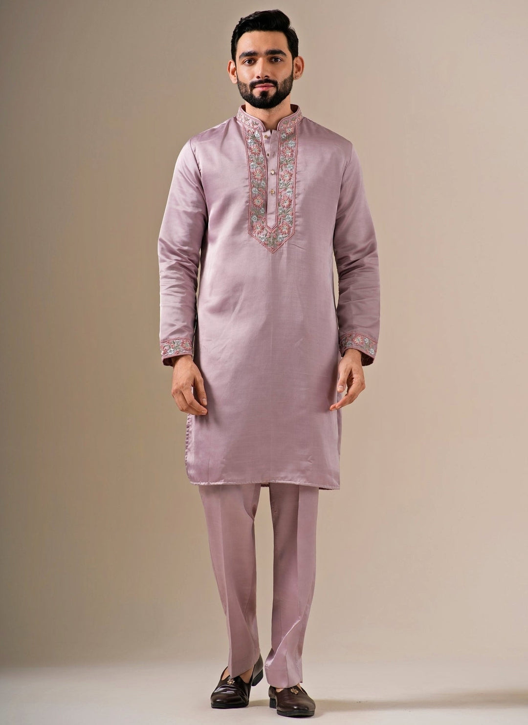 Darzi House Dusty Lavender Silk Blend Kurta Pants SetFabilicious Fashion