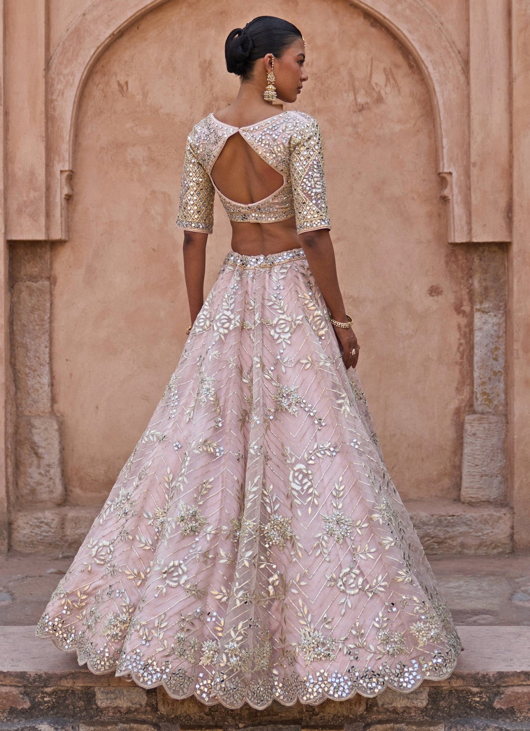 Angad Singh Dusty Peach Organza Lehenga SetFabilicious Fashion